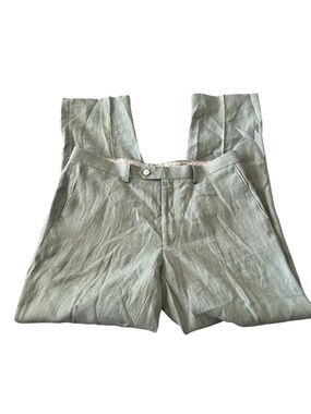 Lauren Ralph Lauren 100% Linen Sage Green Pant Sz 34/32 Pockets